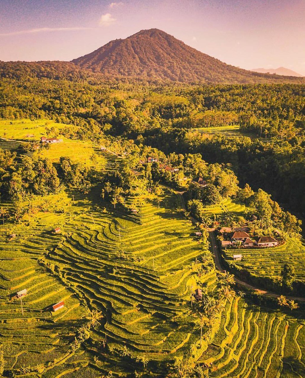 Jatiluwih rice terraces Bali UNESCO World Heritage Mount Batukaru volcano panorama